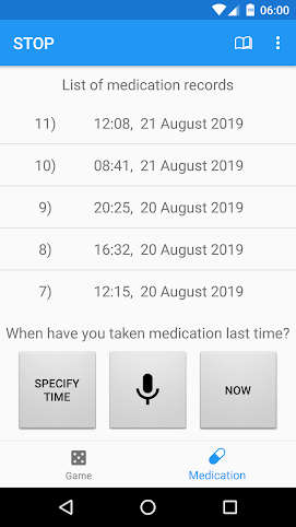 Medication intake journal